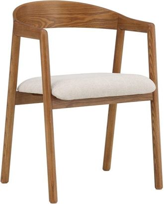 VE DESIGN Massivholz Design Stuhl Langön mit Armlehnen - Braun/Ecru