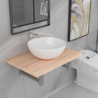 vidaXL Conjunto De Muebles De Ba&ntilde;o 2 Piezas Cer&aacute;mica Roble Vidaxl