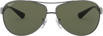 Ray-Ban 63mm Oversize Aviator Sunglasses in Gunmetal/green at Nordstrom