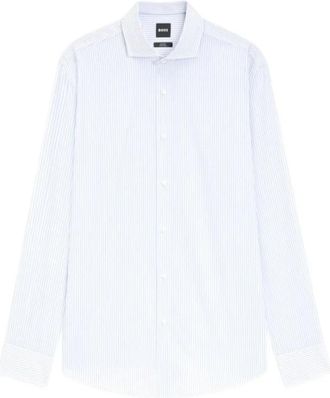 HUGO BOSS Slim-fit Gestreept Overhemd - Heren - Zakelijke Overhemden - Blauw - XS - Katoen - Overhemden