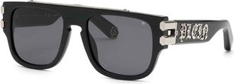Philipp Plein Grey Square Mens Sunglasses SPP011X 0700 55