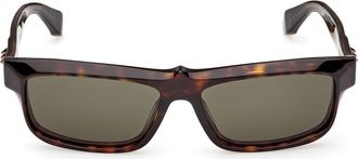 Christian Louboutin 57mm Square Sunglasses in Havana Bronze /Zeiss Green at Nordstrom
