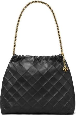 Tory Burch Fleming Soft Drawstring Tote - Dames - Schoudertassen - Zwart - ONE Size - Leer - Tassen