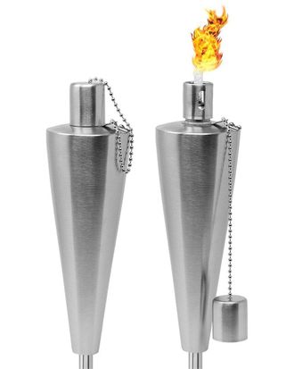Sorbus Set Of 2 5Ft Stainless Oil Burning Cone Shape Steel Torches