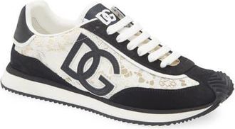 Dolce & Gabbana Aria Logo Lace Sneaker in 89697 Bianco/Nero at Nordstrom, Size 6.5Us