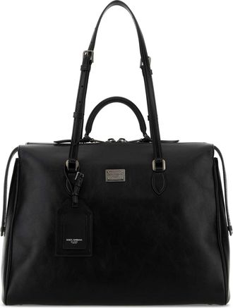 Dolce & Gabbana Black Leather Vittoria Shopping Bag