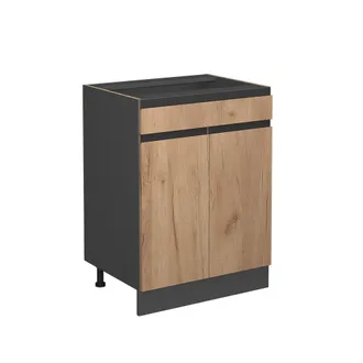 Vicco Mueble Bajo De Cocina R-line, Roble Dorado, 60 Cm En Forma De J, Con Caj&oacute;n, Sin Encimera Vicco