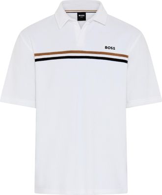 HUGO BOSS Poloshirt BOSS Iconic, Herren, Gr. XXL, wei&szlig; 100, Frottee, Obermaterial: 80% Baumwolle, 20% Polyester, unifarben, normal normal, Shirts Poloshirt, aus