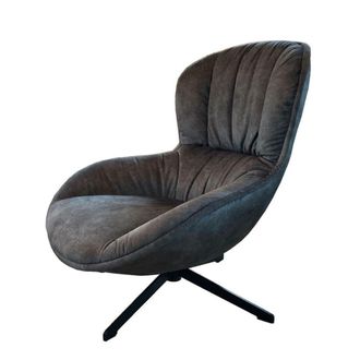 Mathi Design Sill&oacute;n giratorio de terciopelo gris topo