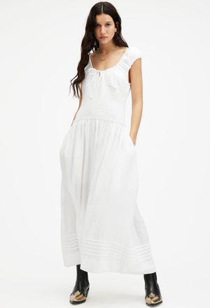 AllSaints Womens Modal/Polyester Eliza Scoop Neck Slim Fit Maxi Dress, Size: 14