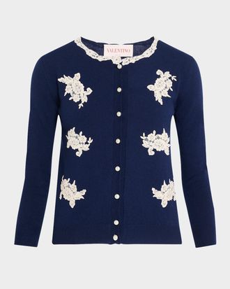 Valentino Garavani Lace Wool Cardigan