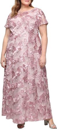 Alex Evenings Sequin Soutache Floral A-Line Gown in Rose at Nordstrom, Size 22W