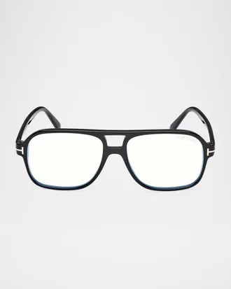 Tom Ford Men & apos;s FT6058-BM Acetate Square Blue-Block Optical Frames