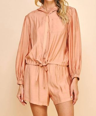 Pinch Design Robbie Tie Waist Button Down In Warm Rosewood