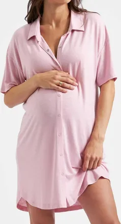 Ripe Dreamy Maternity Sleep Shirt In Dusty Pink