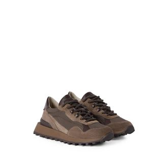 Brunello Cucinelli Monili Suede Lace-Up Sneaker - Brown