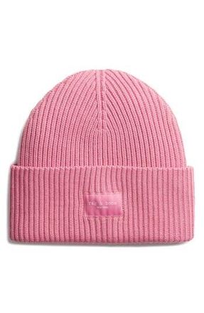 Rag & Bone Blake Logo Patch Wool Blend Rib Beanie in Blush at Nordstrom Rack