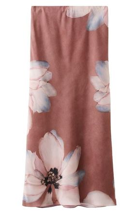 Mango Floral Print Maxi Skirt in Pastel Pink at Nordstrom, Size Large