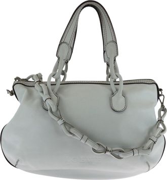 Loewe White Leather Handbag Shoulder Bag Tote Bag (Pre-Owned)