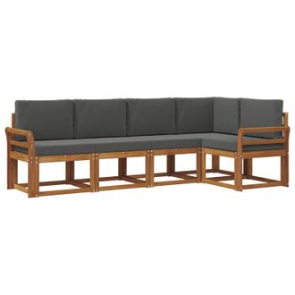 vidaXL Conjunto De Sof&aacute;s De Exterior 5 Pcs Natural Y Antracita Vidaxl