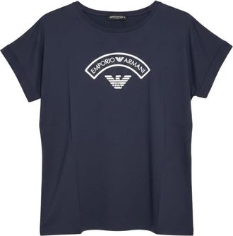 Emporio Armani T-Shirt Over Logomania - Dames - T-shirts - Blauw - M - Tops