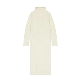 Saint Laurent Knitted Dresses, male, White, Size: S Sophisticated Knitwear Dress with High Neck