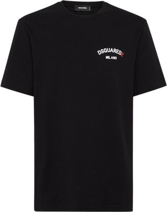 Dsquared2 T-shirt met logo-opdruk en ronde hals - Heren - T-shirts - Zwart - L - Katoen - Tops