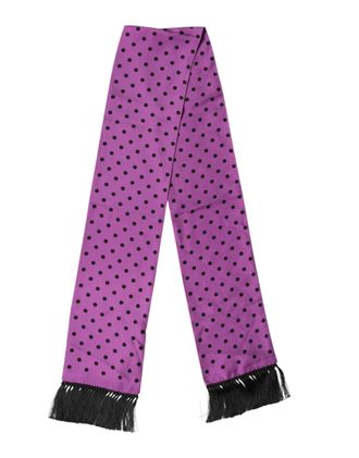 Dolce & Gabbana Mens Violet Polka Dot Fringes Neck Foulard Scarf