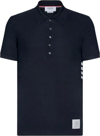 Thom Browne Tops, Heren, Blauw, L, Katoen, Classic Pique 4-Bar Polo