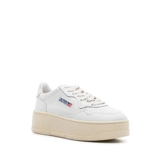 Autry Calf Leather Platform Sneakers - White