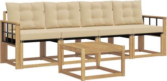vidaXL Conjunto De Sof&aacute;s De Exterior 5 Uds. Y Beige Vidaxl