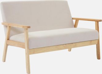 Sweeek Sweeek - Sof&aacute;-banco 2 Plazas, Pana, Patas De Madera, Isak Pana, Crema, 114x69.5x73 Cm