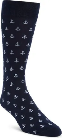 Nordstrom Anchor Cotton Blend Dress Socks in Navy at Nordstrom