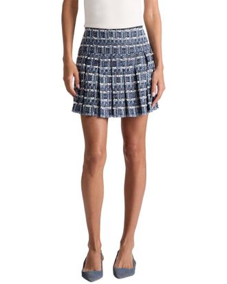 Alice & Olivia Alice + Olivia Emilie Frayed Box Pleated Mini Skirt