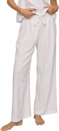 Eberjey Linen Blend Drawstring Lounge Pants in White at Nordstrom, Size X-Small