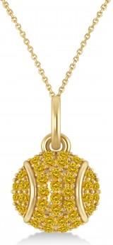 Allurez Yellow Sapphire Tennis Ball Charm Pendant Necklace 14K Yellow Gold (0.42ct)