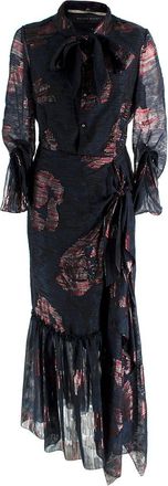 Roland Mouret Dana Cutout Metallic Fil Coup&eacute; Silk-blend Chiffon Dress Size S
