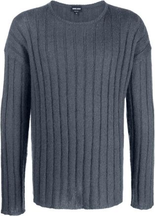 Giorgio Armani Stijlvolle Ubq 3 Maglia Shirt - Heren - Ronde hals truien - Blauw - 2XL - Truien & Vesten