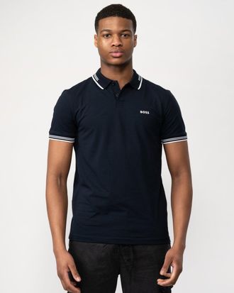 HUGO BOSS Mens Paul Polo Shirt in Navy Cotton - Size Small