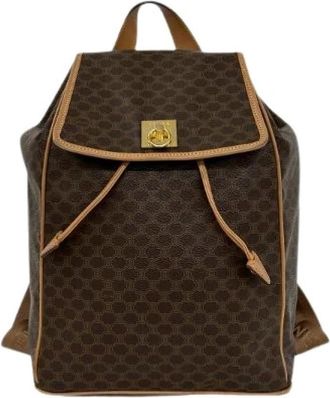 Celine Pre-owned Macadam Trionf PVC Leather Backpack - Dames - Vintage Rugzakken - Bruin - ONE Size - Leer - Vintage