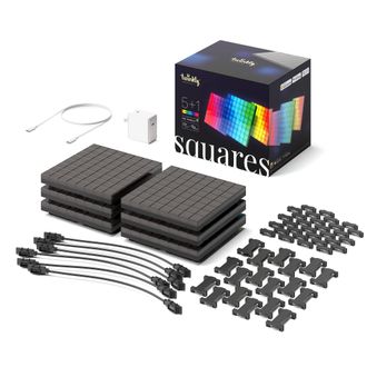 Twinkly Starter Kit Twinkly Squares - Pannelli Led Controllati Da App Con 64 Pixel Rgb. Nero. 1 Piastrella Principale + 5 Piastrelle Di Espansione Twinkly