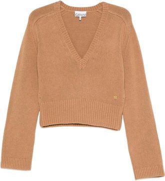 Ganni Wool Yak Mix Deep V-neck