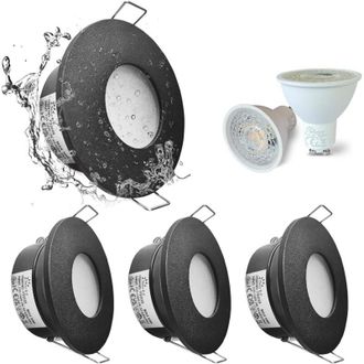 OEM Juego De 4 Focos Led Empotrables Impermeables Ip65, 5w 3000k Blanco C&aacute;lido, Ideales Para Iluminaci&oacute;n De Techo En Ba&ntilde;os Y Cocinas. Recorte De 68 Mm, Ac
