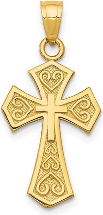 Diamond2Deal 14k Yellow Gold Reversible Passion Cross Pendant