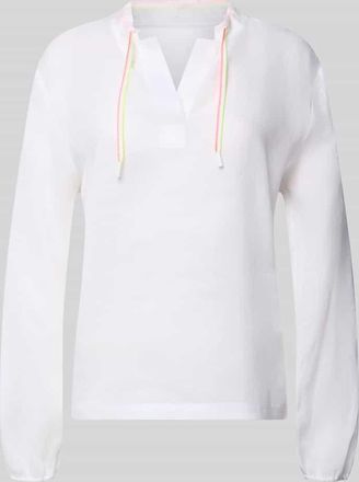Marc Cain Regular Fit Bluse mit V-Ausschnitt und Tunnelzug in Weiss, Gr&ouml;&szlig;e 34
