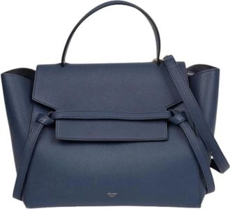 Celine Pre-owned Handbags, female, Blue, Size: ONE SIZE Pre-owned Mini Belt Tote Shoulder Bag