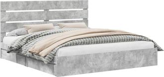 vidaXL Cama Con Almacenamiento Con Cabecera Gris Concreto 180 X 200 Cm Vidaxl