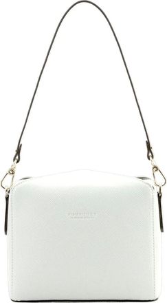 Pourchet Tassen, Dames, Wit, ONE Size, Leer, Witte canvas schoudertas - van leer