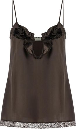 Magda Butrym Brown Ruffled Silk Top