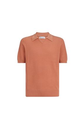 Brunello Cucinelli Cotton English rib knit polo in Apricot at Nordstrom, Size 52 It